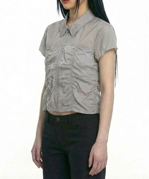 SHIRRING COLLAR - 2 COLORS GREY