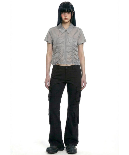 SHIRRING COLLAR - 2 COLORS GREY