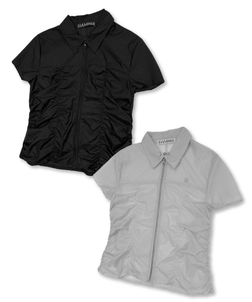 SHIRRING COLLAR - 2 COLORS GREY