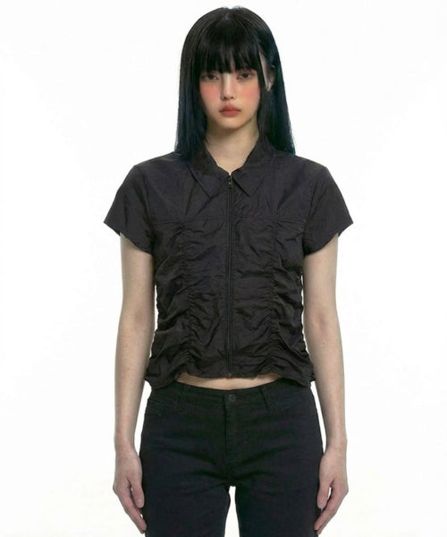 SHIRRING COLLAR - 2 COLORS BLACK