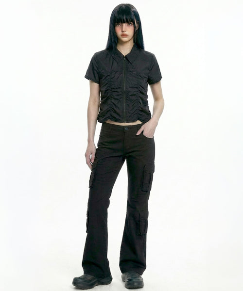 SHIRRING COLLAR - 2 COLORS BLACK