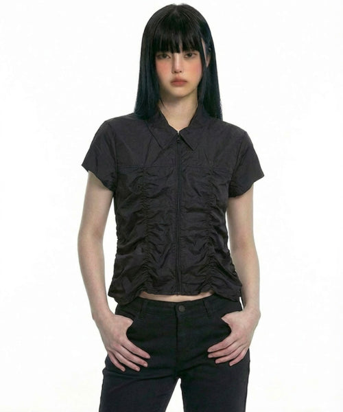 SHIRRING COLLAR - 2 COLORS BLACK