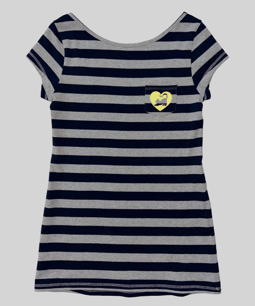 SWEET KITTY STRIPE DRESS - 2 COLORS NAVY