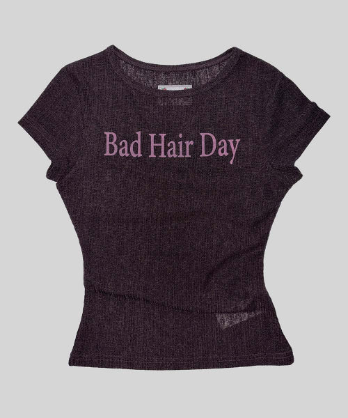 BAD HAIR DAY BABY TEE - 3 COLORS BROWN