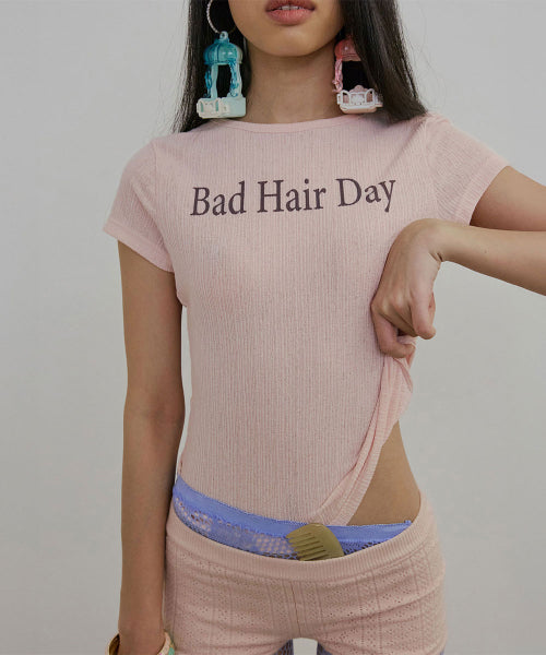 BAD HAIR DAY BABY TEE - 3 COLORS PEACH