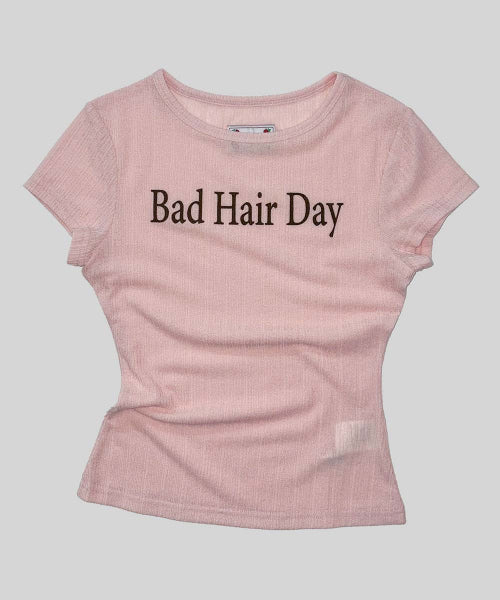 BAD HAIR DAY BABY TEE - 3 COLORS PEACH