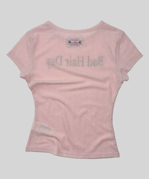 BAD HAIR DAY BABY TEE - 3 COLORS PEACH