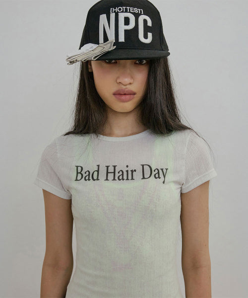 BAD HAIR DAY BABY TEE - 3 COLORS WHITE