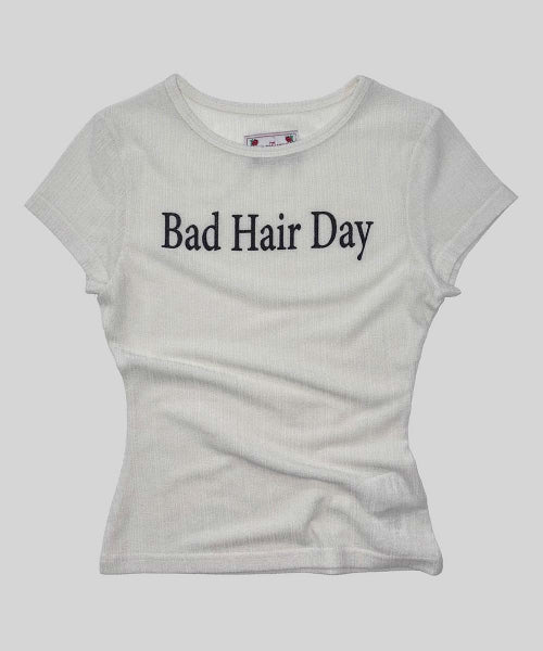 BAD HAIR DAY BABY TEE - 3 COLORS WHITE
