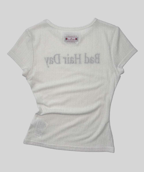 BAD HAIR DAY BABY TEE - 3 COLORS WHITE