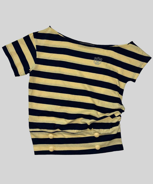 BUTTON STRIPE TEE YELLOW - 3 COLORS YELLOW