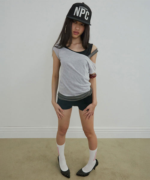 LAZY SLEEVELESS LAYERED TEE PALE - 3 COLORS GREY