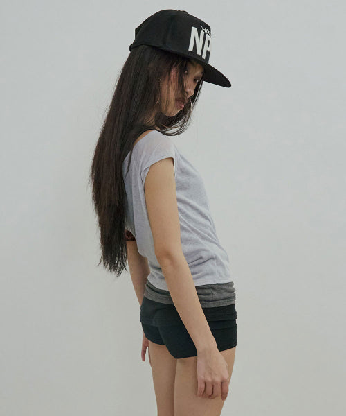 LAZY SLEEVELESS LAYERED TEE PALE - 3 COLORS GREY