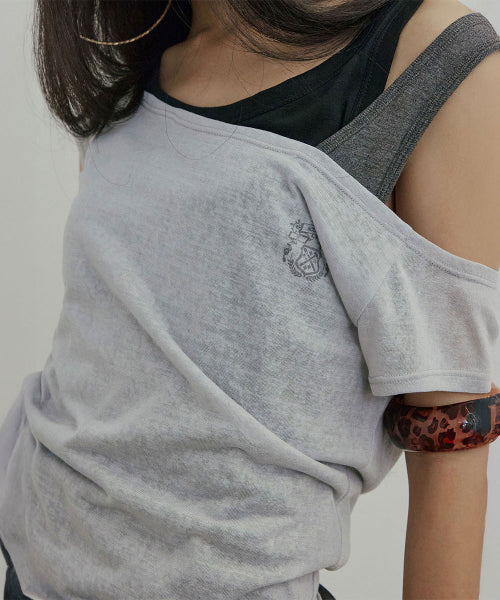LAZY SLEEVELESS LAYERED TEE PALE - 3 COLORS GREY