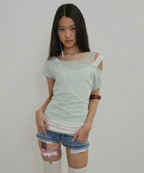LAZY SLEEVELESS LAYERED TEE PALE - 3 COLORS MINT