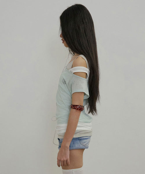 LAZY SLEEVELESS LAYERED TEE PALE - 3 COLORS MINT