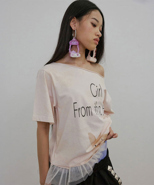 WANDER GIRL OFF SHOULDER TEE - 2 COLORS BABY PINK