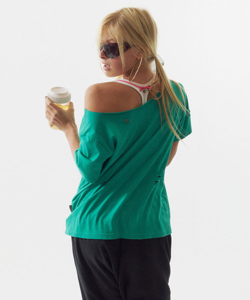 DISTRESSED MUSE TEE SALMON - 2 COLORS AS SHOWN