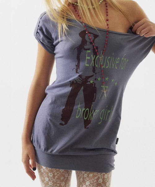 BROKEN GIRLS ROLL UP TEE - 4 COLORS PURPLE