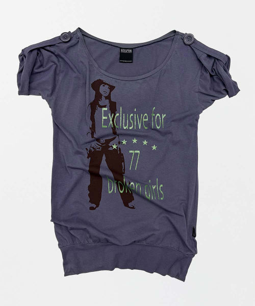 BROKEN GIRLS ROLL UP TEE - 4 COLORS PURPLE