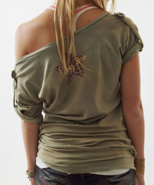 BROKEN GIRLS ROLL UP TEE - 4 COLORS KHAKI