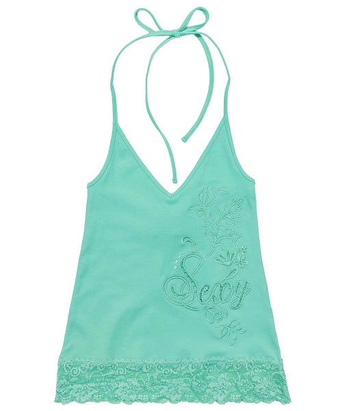 EYELET EMBROIDERY HALTER TOP - 4 COLORS MINT