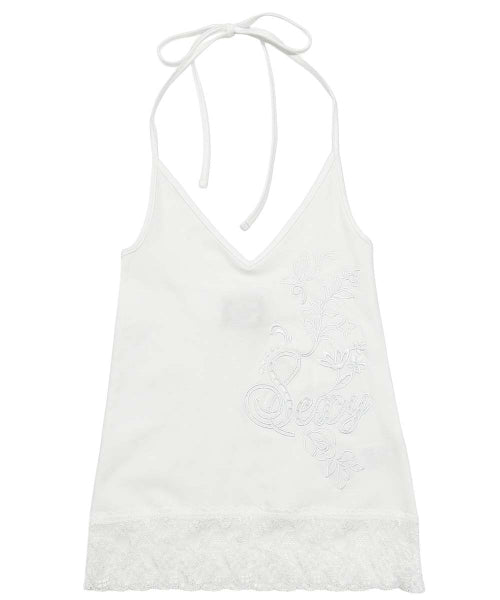 EYELET EMBROIDERY HALTER TOP - 4 COLORS WHITE