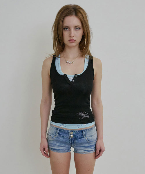 MISS GRUMPY BUTTON UP TOP - 4 COLORS BLACK