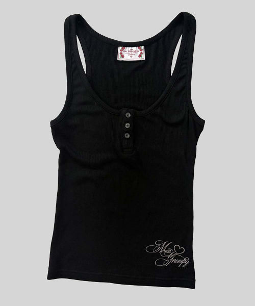 MISS GRUMPY BUTTON UP TOP - 4 COLORS BLACK