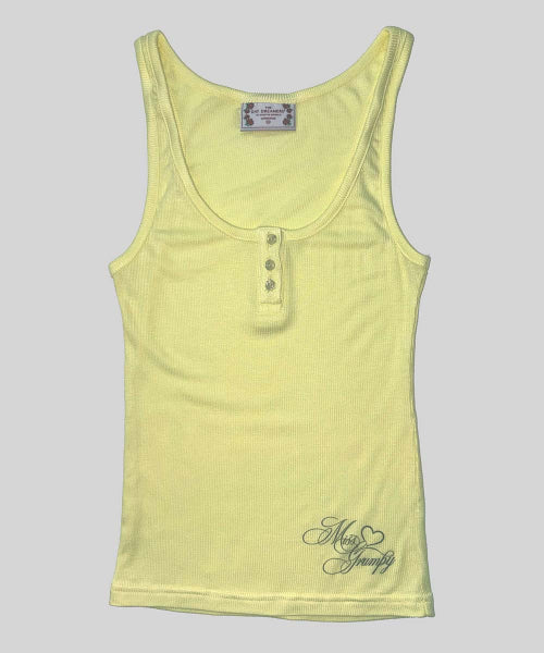 MISS GRUMPY BUTTON UP TOP - 4 COLORS LEMON