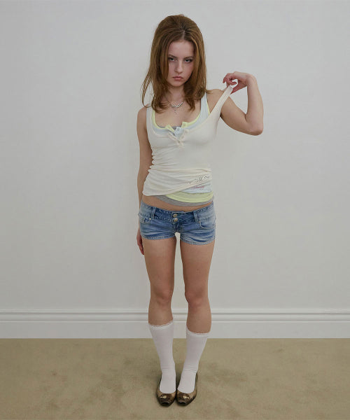 MISS GRUMPY BUTTON UP TOP - 4 COLORS CREAM