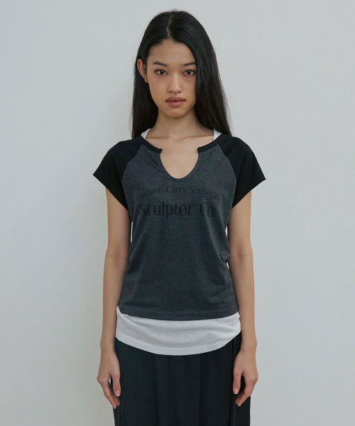 ARCHIVE RAGLAN TEE - 3 COLORS CHARCOAL