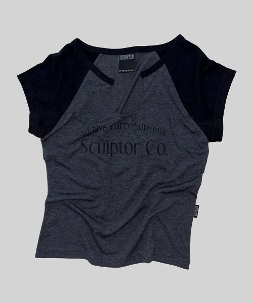 ARCHIVE RAGLAN TEE - 3 COLORS CHARCOAL