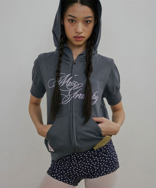 MISS GRUMPY ZIP UP HOODIE - 2 COLORS CHARCOAL
