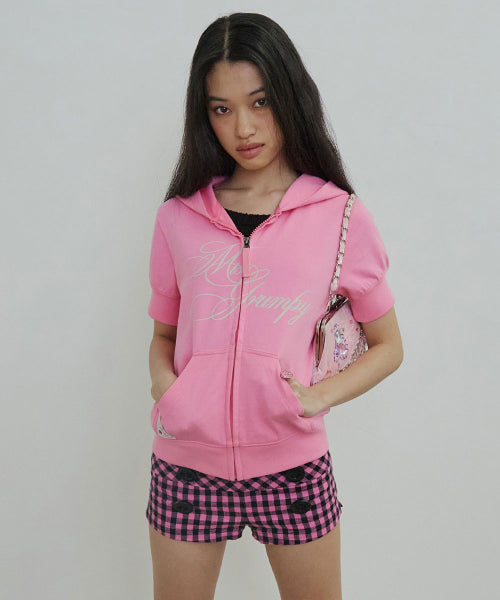 MISS GRUMPY ZIP UP HOODIE ACID PINK