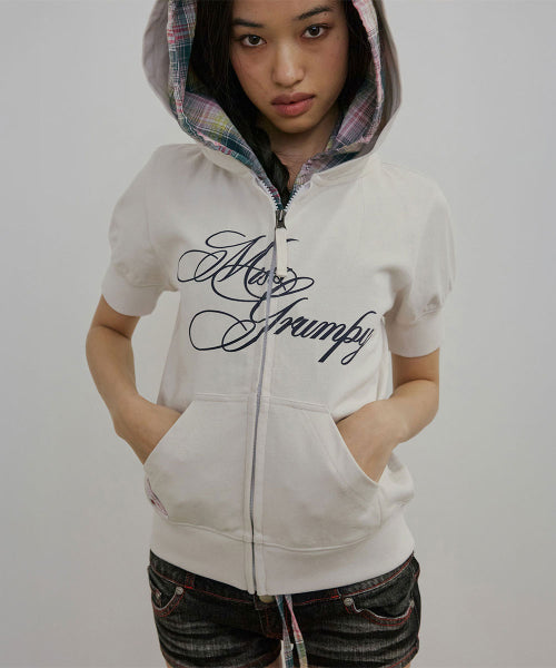 MISS GRUMPY ZIP UP HOODIE - 2 COLORS WHITE