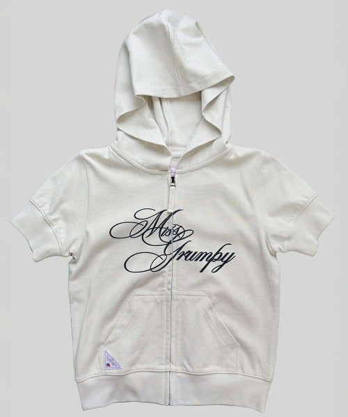 MISS GRUMPY ZIP UP HOODIE - 2 COLORS WHITE