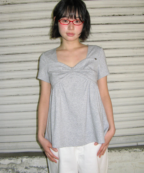 KNOT RIBBON A LINE T SHIRT - 3 COLORS GREY