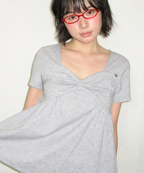 KNOT RIBBON A LINE T SHIRT - 3 COLORS GREY