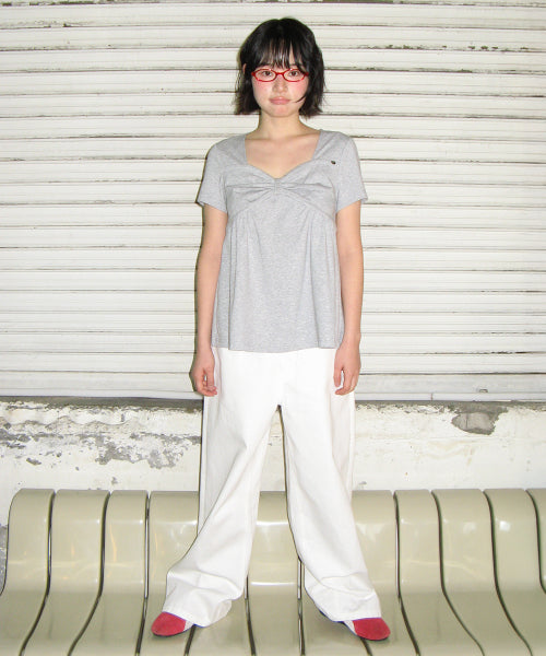 KNOT RIBBON A LINE T SHIRT - 3 COLORS GREY