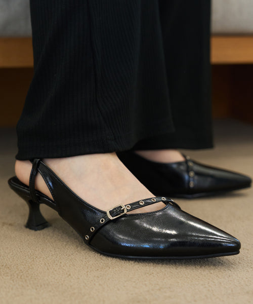 LEA BUCKLE STRAP SLINGBACK BLACK