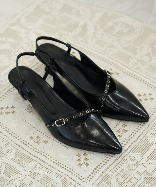 LEA BUCKLE STRAP SLINGBACK BLACK