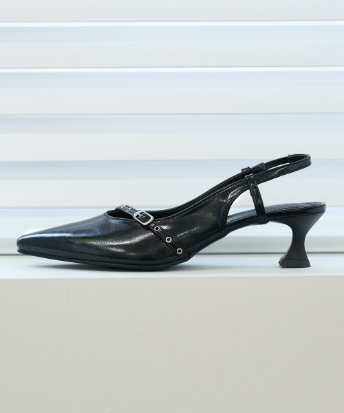 LEA BUCKLE STRAP SLINGBACK BLACK
