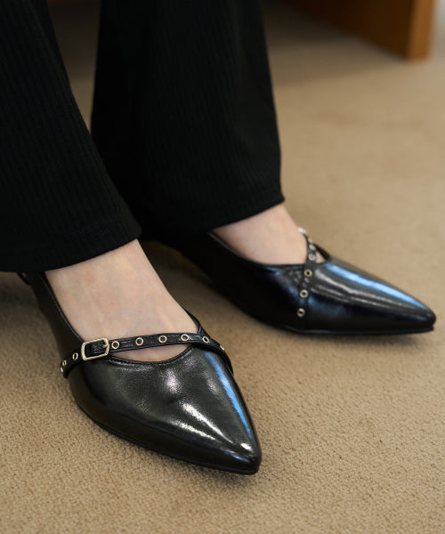 LEA BUCKLE STRAP SLINGBACK BLACK