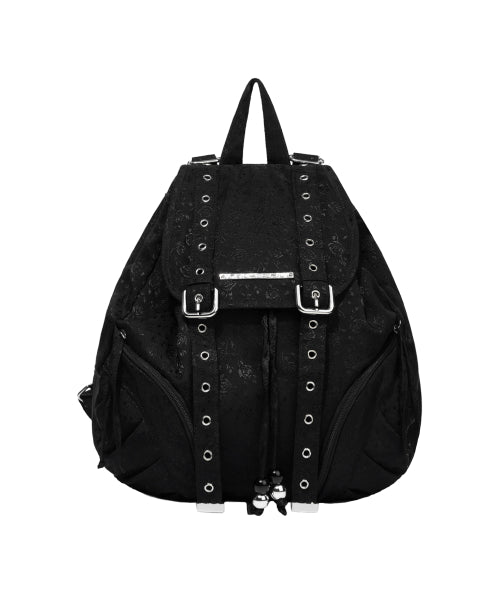 FANCY CLUB SATIN EYELET BACKPACK - 2 COLORS BLACK