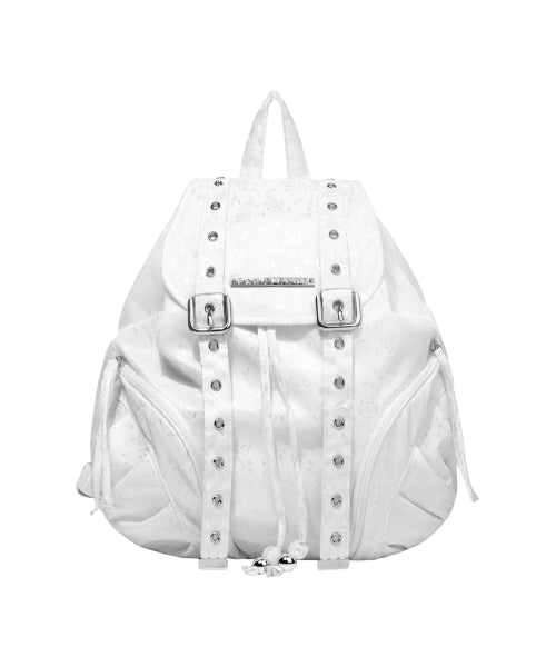 FANCY CLUB SATIN EYELET BACKPACK - 2 COLORS WHITE