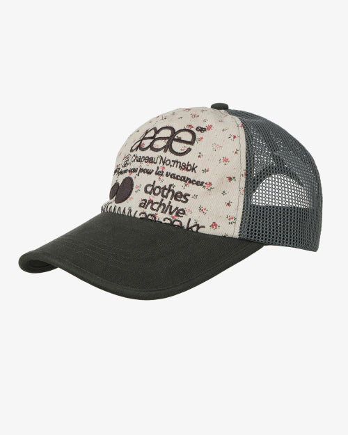 WEB LOGO FLOWER MESH CAP - 2 COLORS BEIGE