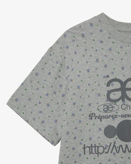 WEB LOGO FLOWER T SHIRTS - 2 COLORS MELANGE GREY
