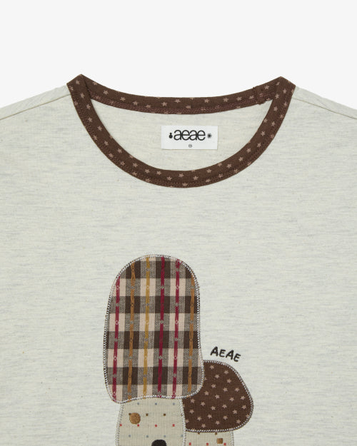 MUSHROOM APPLIQUE TEE - 2 COLORS OATMEAL