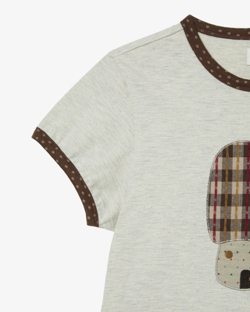 MUSHROOM APPLIQUE TEE - 2 COLORS OATMEAL